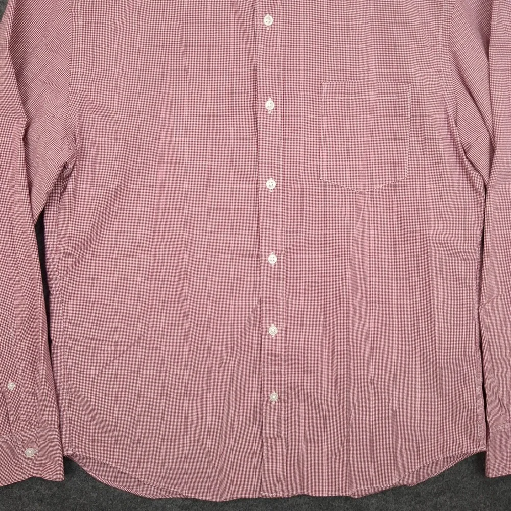 J Crew Slim Untucked Flex Washed‎ Gingham Button Down Shirt Red White Size L